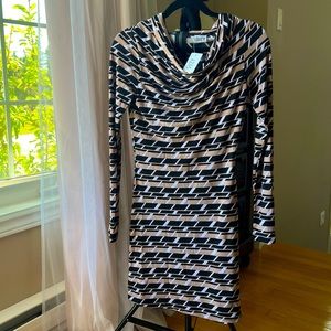NWT Bodycon Print Dress Black/Camel/White